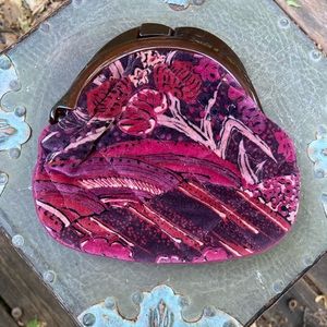 Vintage quilted velour large coin purse
